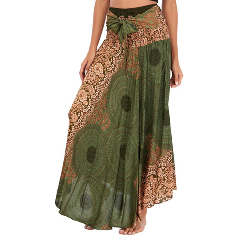Buddha Stones Two Style Wear Bohemian Compass Rose Flower Lace-up Skirt Dress - DarkSeaGreen - US4-12,UK/AU8-16,EU36-44 (F) - image 19