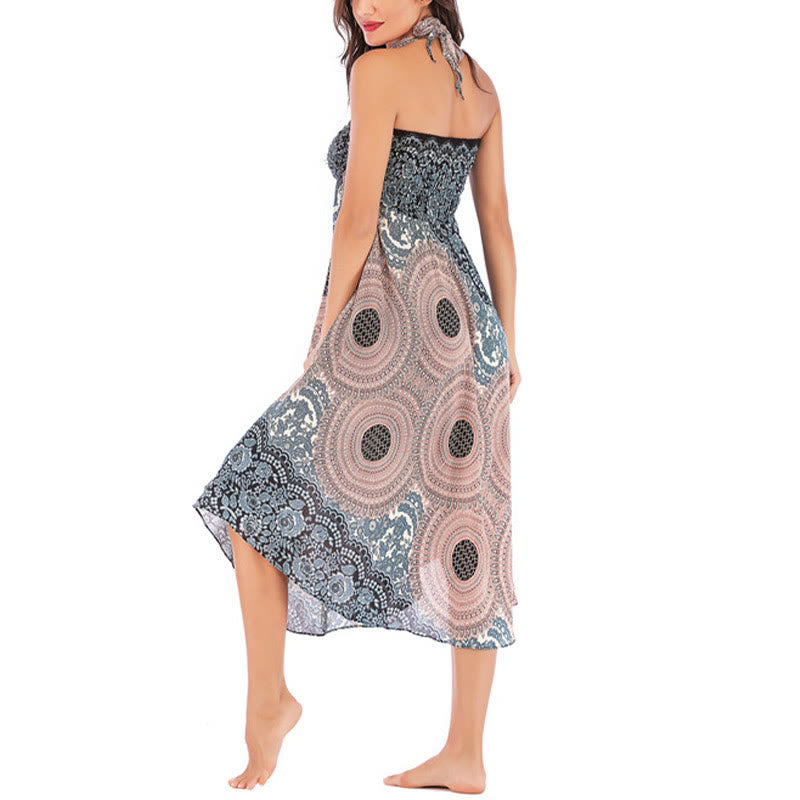 Buddha Stones Two Style Wear Bohemian Compass Rose Flower Lace-up Skirt Dress - image 34