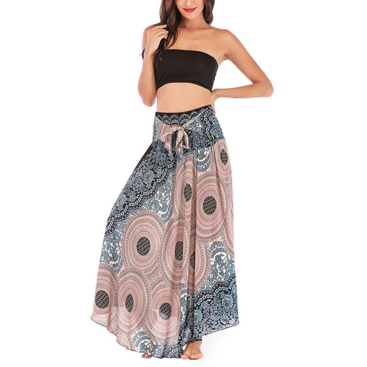 Buddha Stones Two Style Wear Bohemian Compass Rose Flower Lace-up Skirt Dress - image 28