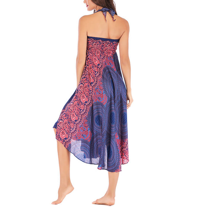 Buddha Stones Two Style Wear Bohemian Compass Rose Flower Lace-up Skirt Dress - image 17