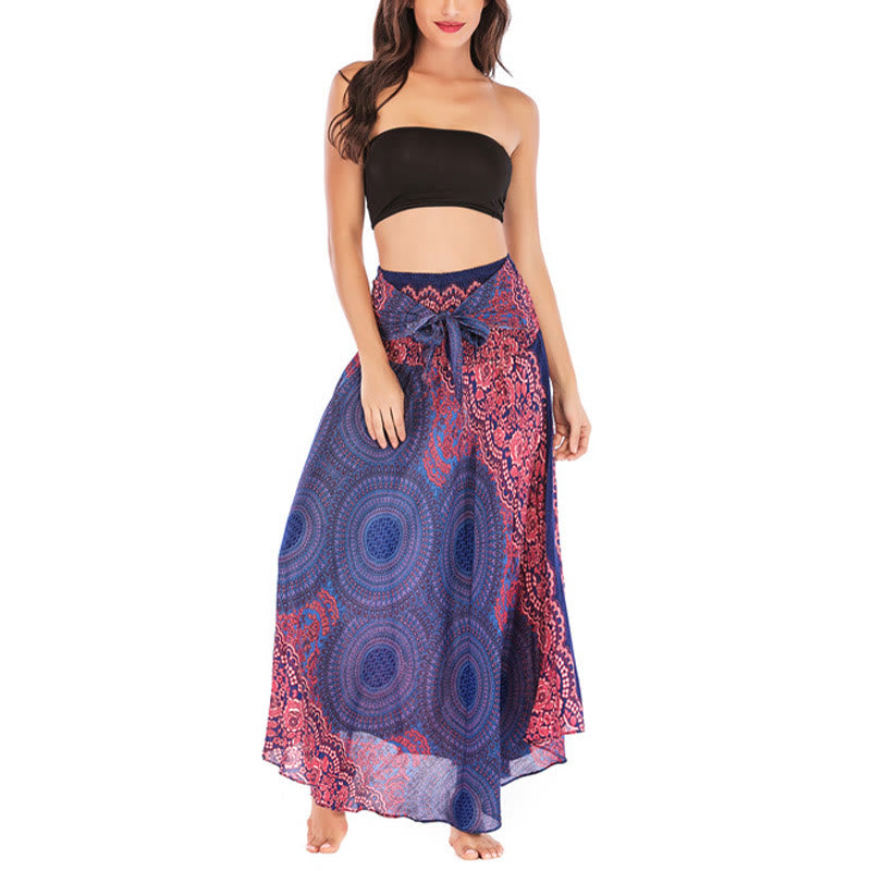 Buddha Stones Two Style Wear Bohemian Compass Rose Flower Lace-up Skirt Dress - image 15