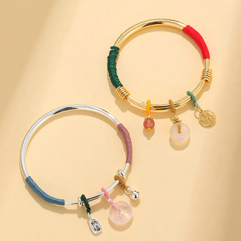 Buddha Stones Pink Crystal Peace Buckle Lucky Flower Love Bracelet Bangle - image 14