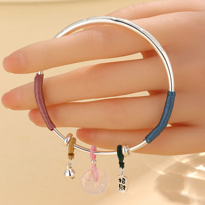 Buddha Stones Pink Crystal Peace Buckle Lucky Flower Love Bracelet Bangle - image 10