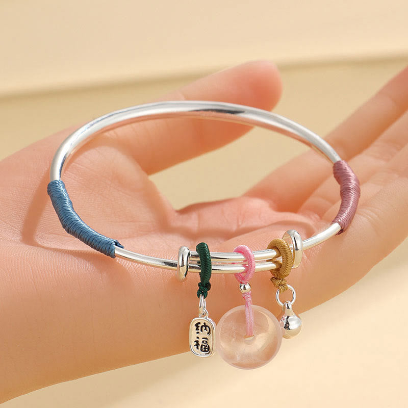 Buddha Stones Pink Crystal Peace Buckle Lucky Flower Love Bracelet Bangle - image 11