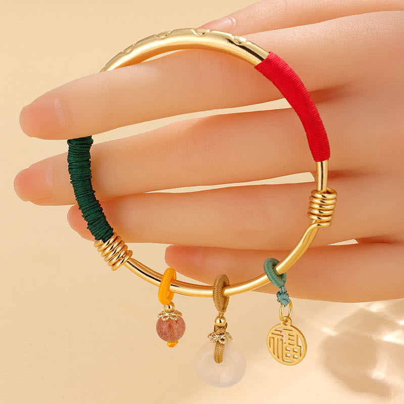 Buddha Stones Pink Crystal Peace Buckle Lucky Flower Love Bracelet Bangle - image 2