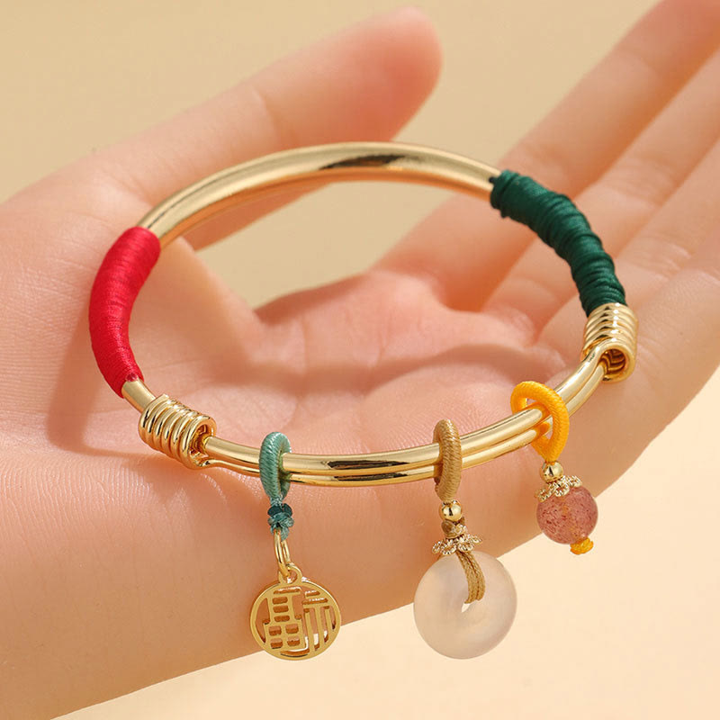 Buddha Stones Pink Crystal Peace Buckle Lucky Flower Love Bracelet Bangle - image 3