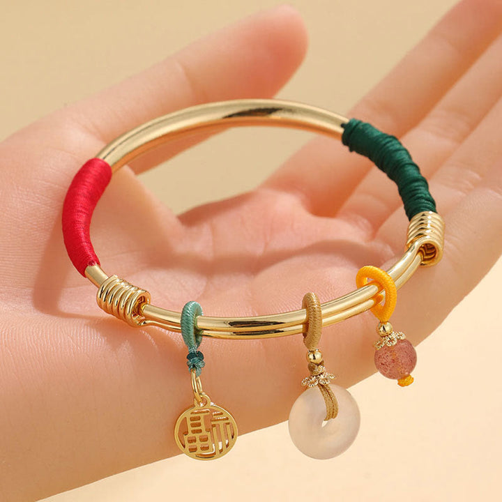 Buddha Stones Pink Crystal Peace Buckle Lucky Flower Love Bracelet Bangle - image 3