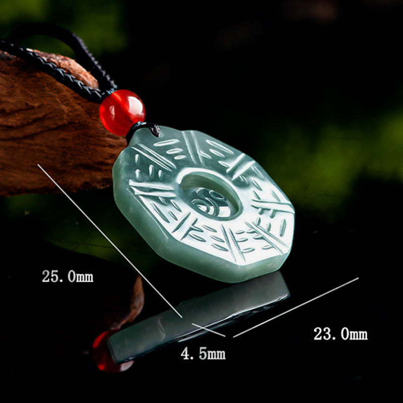 Buddha Stones Natural Jade FengShui Bagua Yin Yang Prosperity Necklace Pendant - image 7