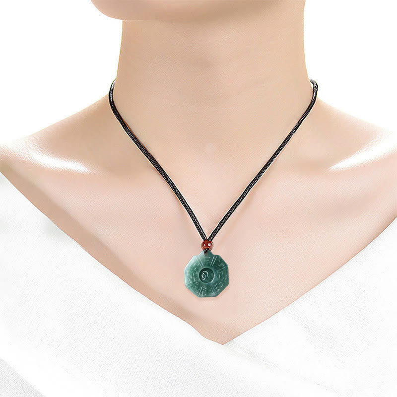Buddha Stones Natural Jade FengShui Bagua Yin Yang Prosperity Necklace Pendant - image 9