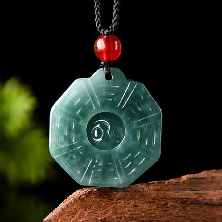 Buddha Stones Natural Jade FengShui Bagua Yin Yang Prosperity Necklace Pendant - image 3
