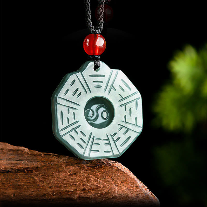 Buddha Stones Natural Jade FengShui Bagua Yin Yang Prosperity Necklace Pendant - image 4
