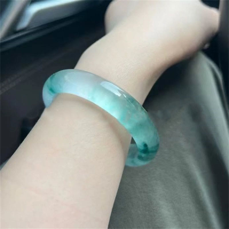 Buddha Stones Natural Jade Floating Flower Luck Bracelet Bangle - image 11
