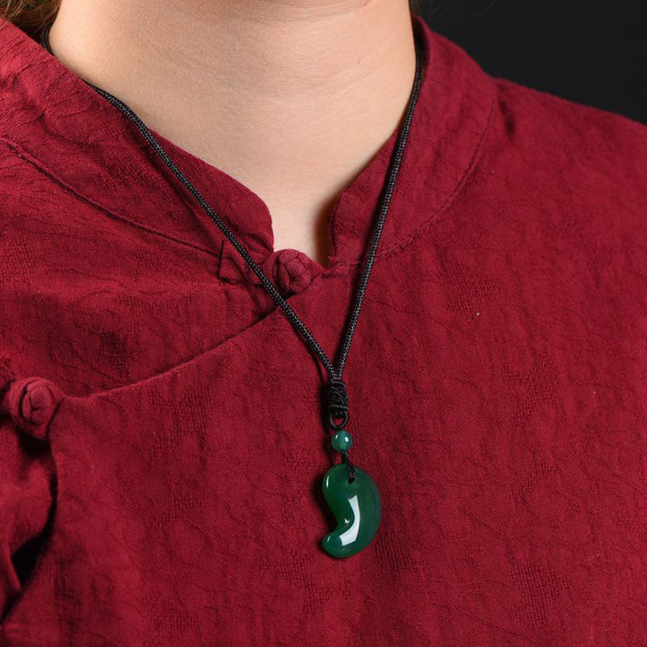 Red Agate Green Agate Moon Pattern Confidence Calm Necklace - image 9