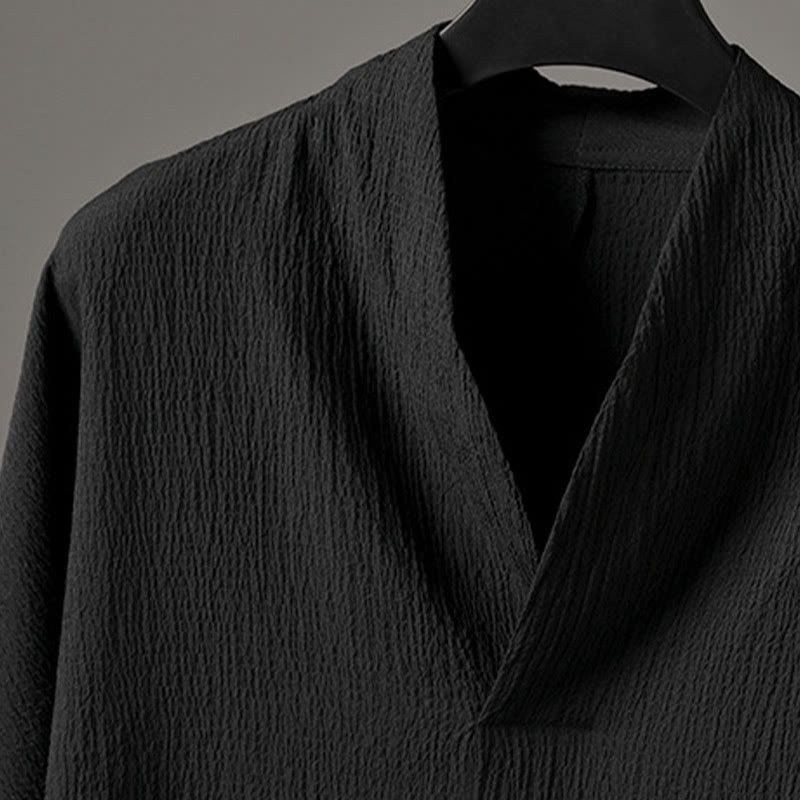 Buddha Stones Casual V-Neck Three Quarter Sleeve Men's Shirt - image 8