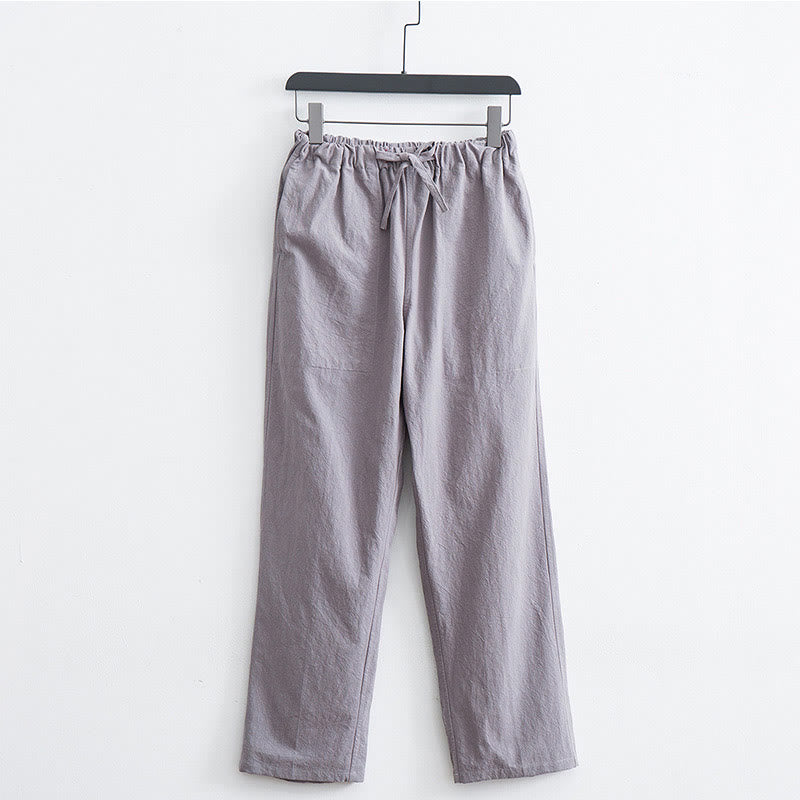 Buddha Stones Men's Solid Color Cotton Linen Casual Drawstring Pants With Pockets - LightGrey - US/UK/AU44,EU54 (4XL)  - image 14