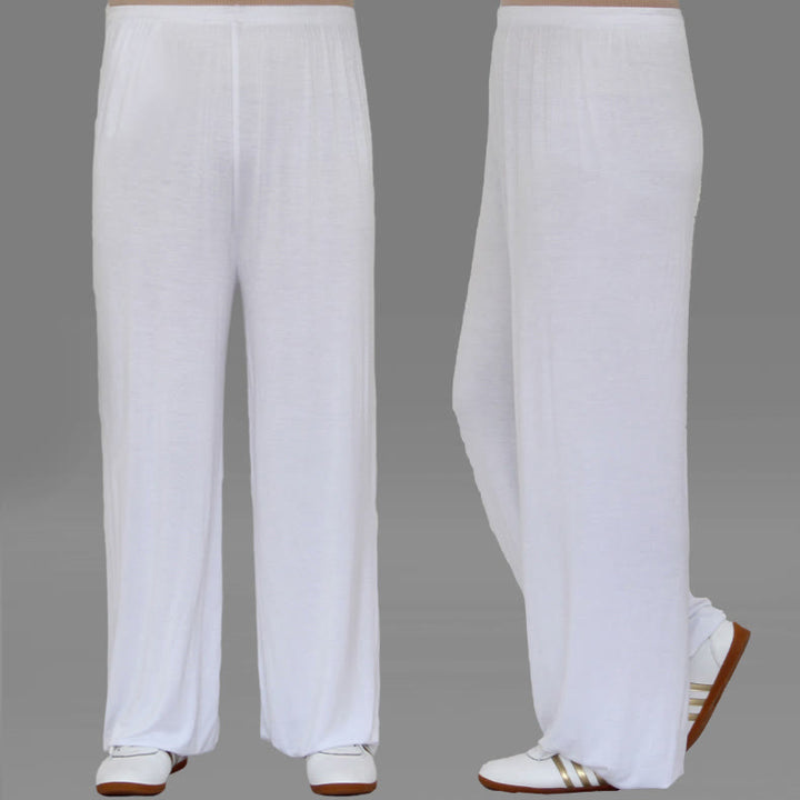 Buddha Stones Summer Elastic Waist Tai Chi Qigong Practice Modal Unisex Pants - White - 3XL-FIT FOR US/UK/AU/EU-2XL - image 10