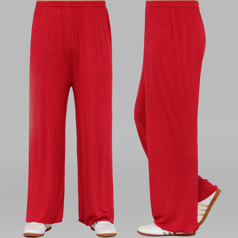 Buddha Stones Summer Elastic Waist Tai Chi Qigong Practice Modal Unisex Pants - Red - 3XL-FIT FOR US/UK/AU/EU-2XL - image 16