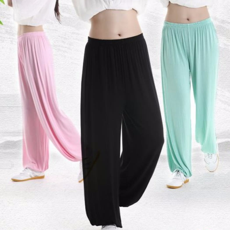 Buddha Stones Summer Elastic Waist Tai Chi Qigong Practice Modal Unisex Pants - image 37