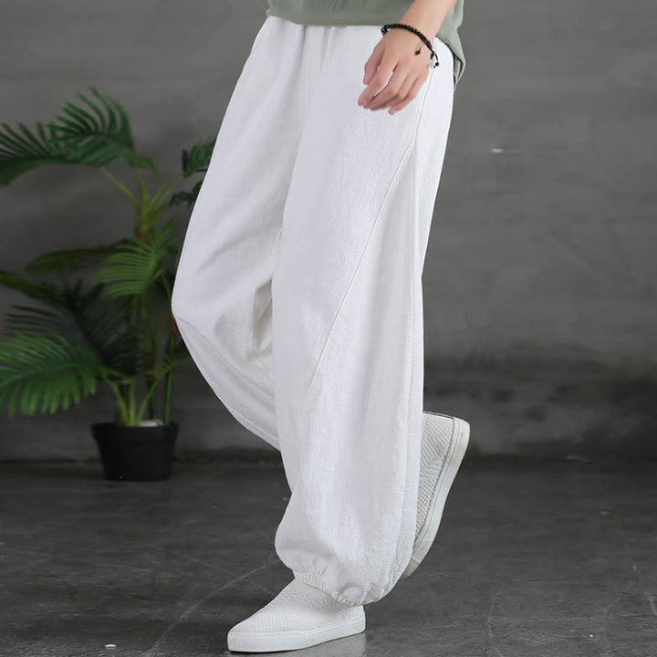 Buddha Stones Plain Color Ramie Linen Cotton Pants With Pockets - image 27