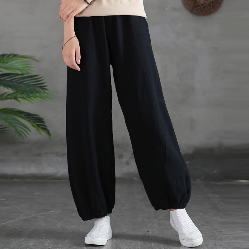 Buddha Stones Plain Color Ramie Linen Cotton Pants With Pockets - image 38