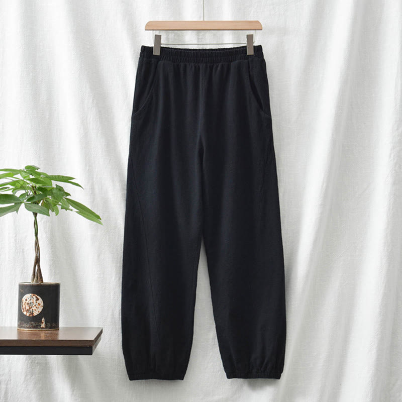 Buddha Stones Plain Color Ramie Linen Cotton Pants With Pockets - image 41