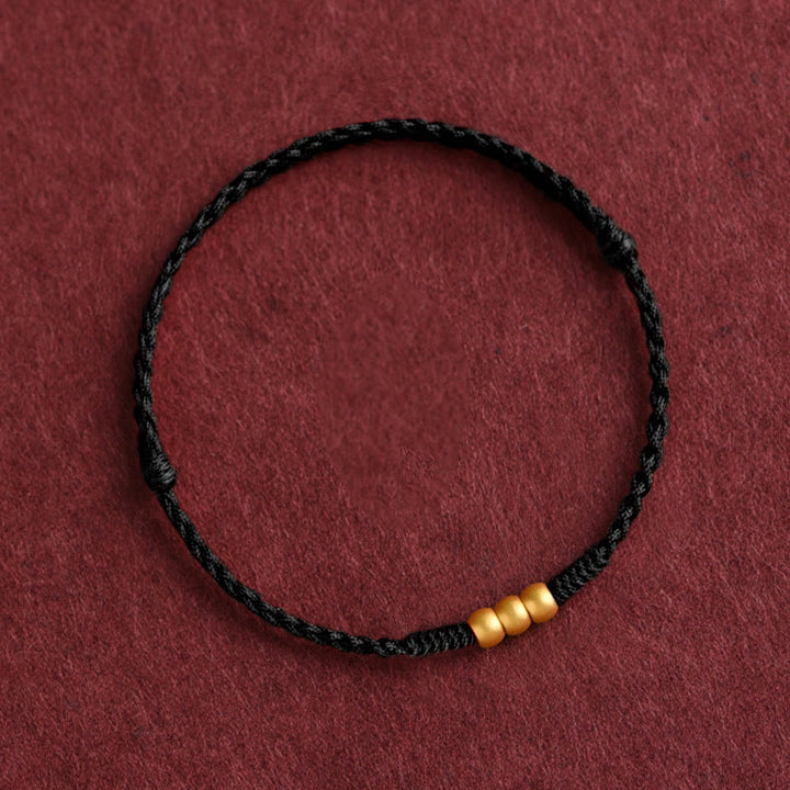 Buddha Stones 999 Gold One Mini Bead Design Handmade Strength Braided Rope Bracelet Anklet - image 12