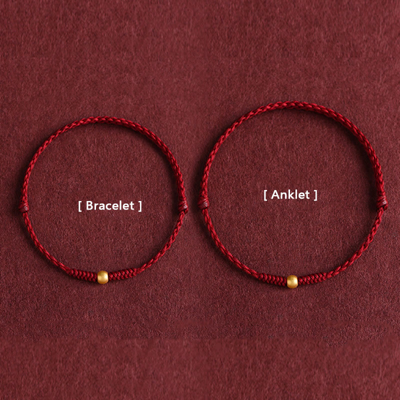 Buddha Stones 999 Gold One Mini Bead Design Handmade Strength Braided Rope Bracelet Anklet - image 1
