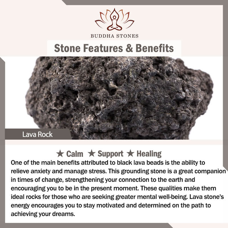 Buddha Stones Natural Lava Rock Beads Calm Support Healing Bracelet - image 10