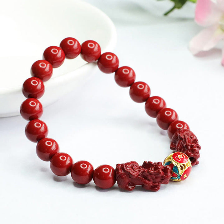 Buddha Stones Cinnabar Double PIXIU Keep Away Evil Spirits Bracelet - image 2
