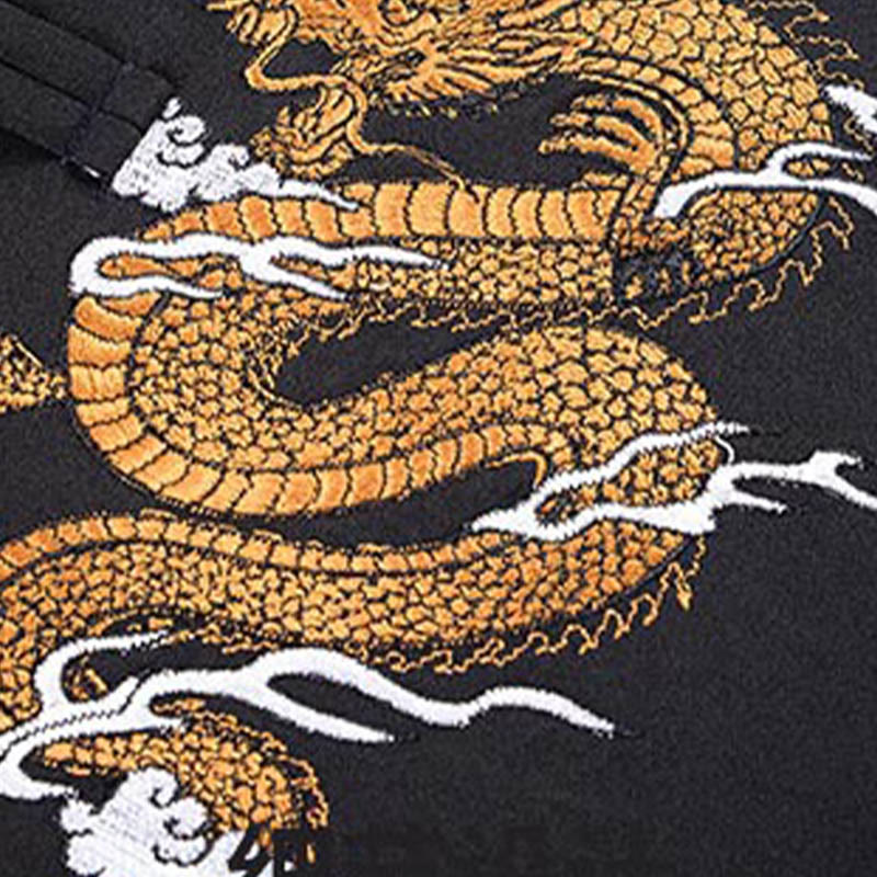Buddha Stones Dragon Embroidery Frog-button Polyester Men's Jacket Shirt Clothing With Pockets - image 11