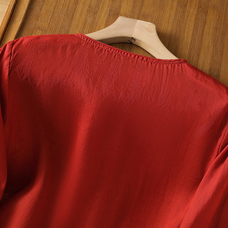 Buddha Stones Ethnic Embroidery Crew Neck Cotton Linen Pullover Clothing - image 18