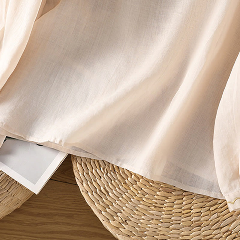 Buddha Stones Ethnic Embroidery Crew Neck Cotton Linen Pullover Clothing - image 31