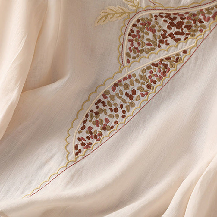 Buddha Stones Ethnic Embroidery Crew Neck Cotton Linen Pullover Clothing - image 28