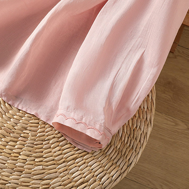 Buddha Stones Ethnic Embroidery Crew Neck Cotton Linen Pullover Clothing - image 25