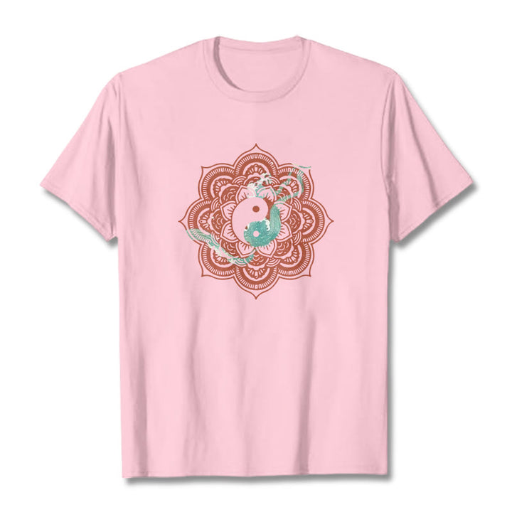 Buddha Stones Mandala Yin Yang Cotton Tee T-shirt - LightPink - 2XL - image 16