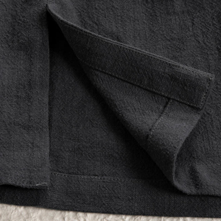 Buddha Stones Simple Fall Lace-up Cotton Linen Men Jacket Coat Zen Clothing - image 10