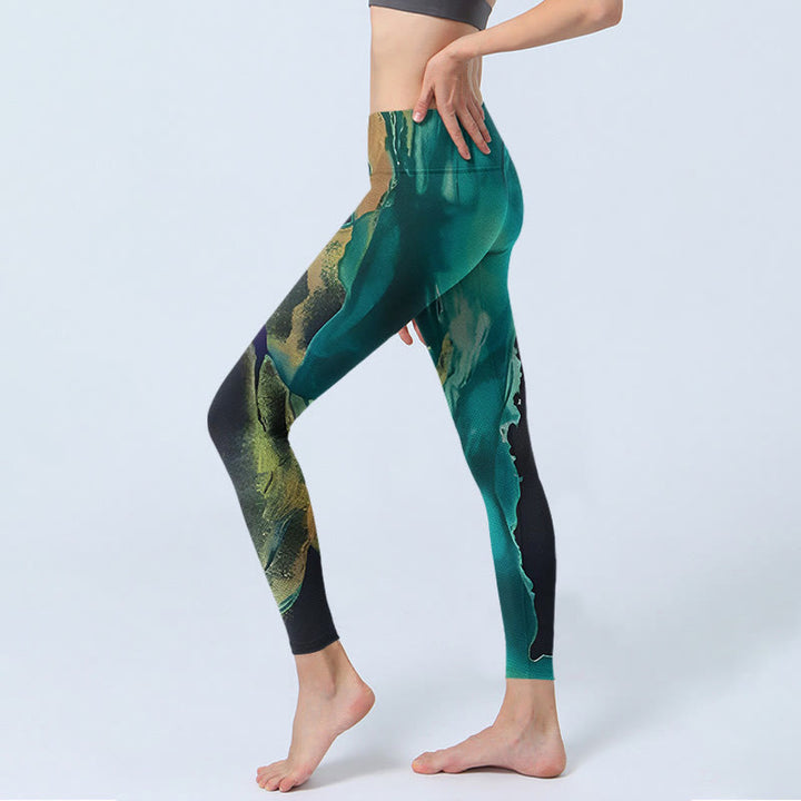 Buddha Stones DarkCyan Natural Landscapes Exercise Leggings Women's Yoga Pants - image 3