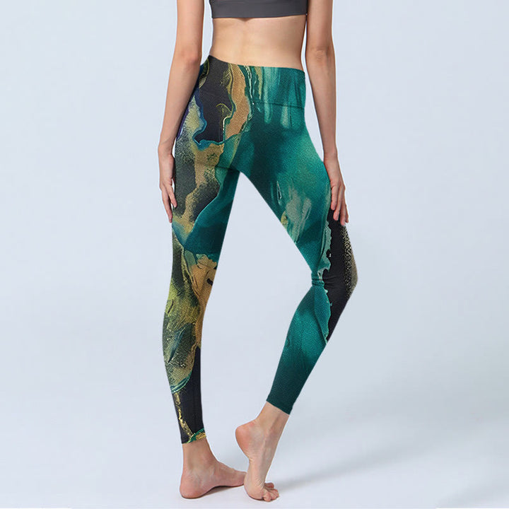 Buddha Stones DarkCyan Natural Landscapes Exercise Leggings Women's Yoga Pants - image 5