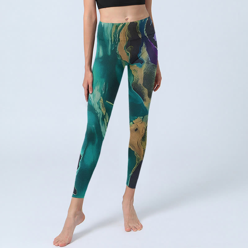 Buddha Stones DarkCyan Natural Landscapes Exercise Leggings Women's Yoga Pants - image 6