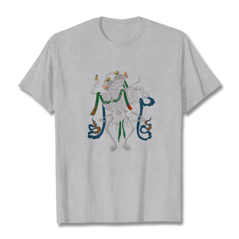 Buddha Stones Tibetan The Lord Of The Corpse Forest Design Tee T-shirt - Light Grey - 2XL - image 22