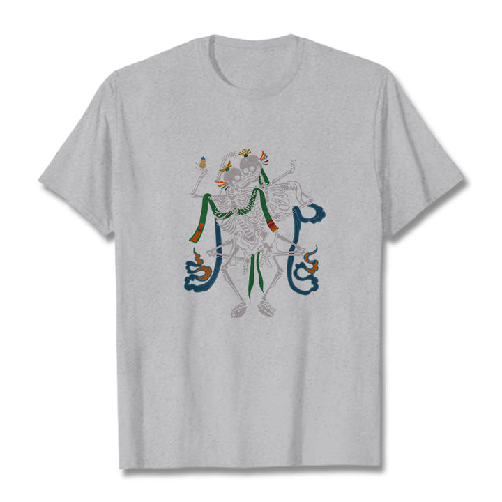 Buddha Stones Tibetan The Lord Of The Corpse Forest Design Tee T-shirt - Light Grey - 2XL - image 22