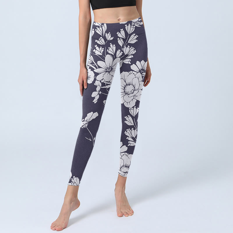Buddha Stones Flowers Blossom Print Sports Fitness Leggings Women's Yoga Pants - image 6