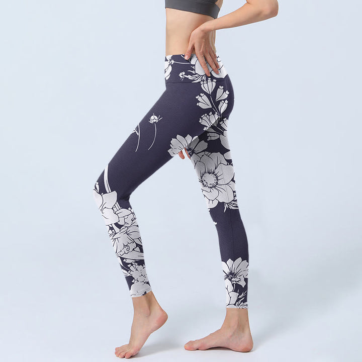 Buddha Stones Flowers Blossom Print Sports Fitness Leggings Women's Yoga Pants - image 3