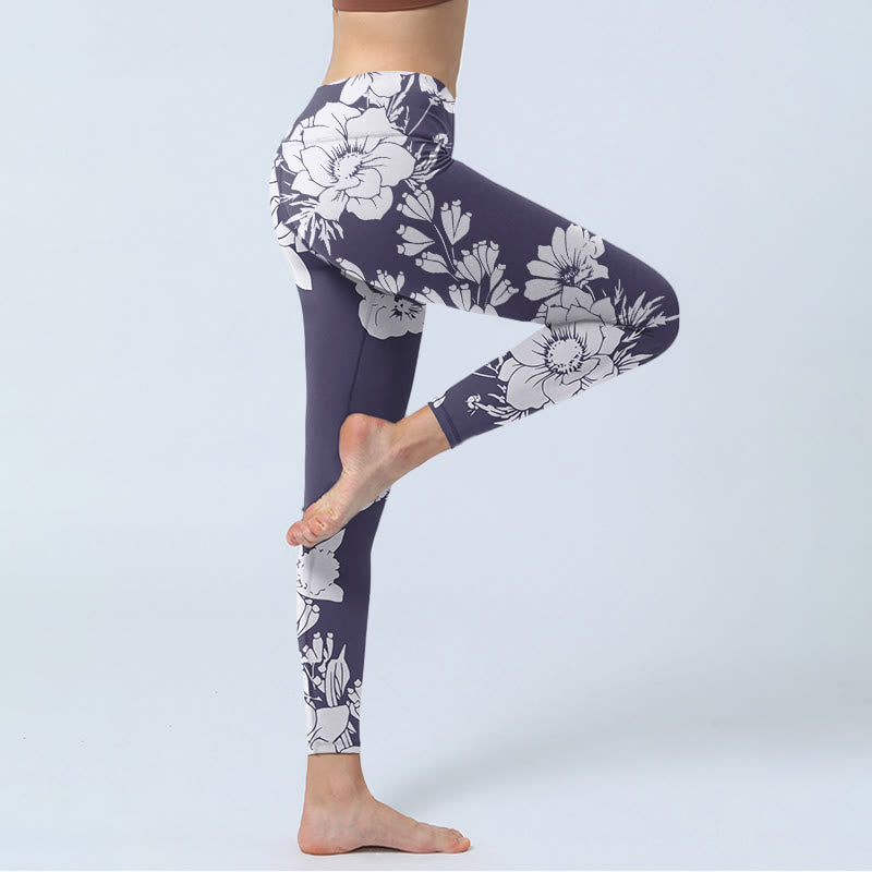 Buddha Stones Flowers Blossom Print Sports Fitness Leggings Women's Yoga Pants - image 4