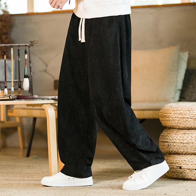 Buddha Stones Fall Winter Men's Drawstring Corduroy Harem Pants With Pockets - image 9