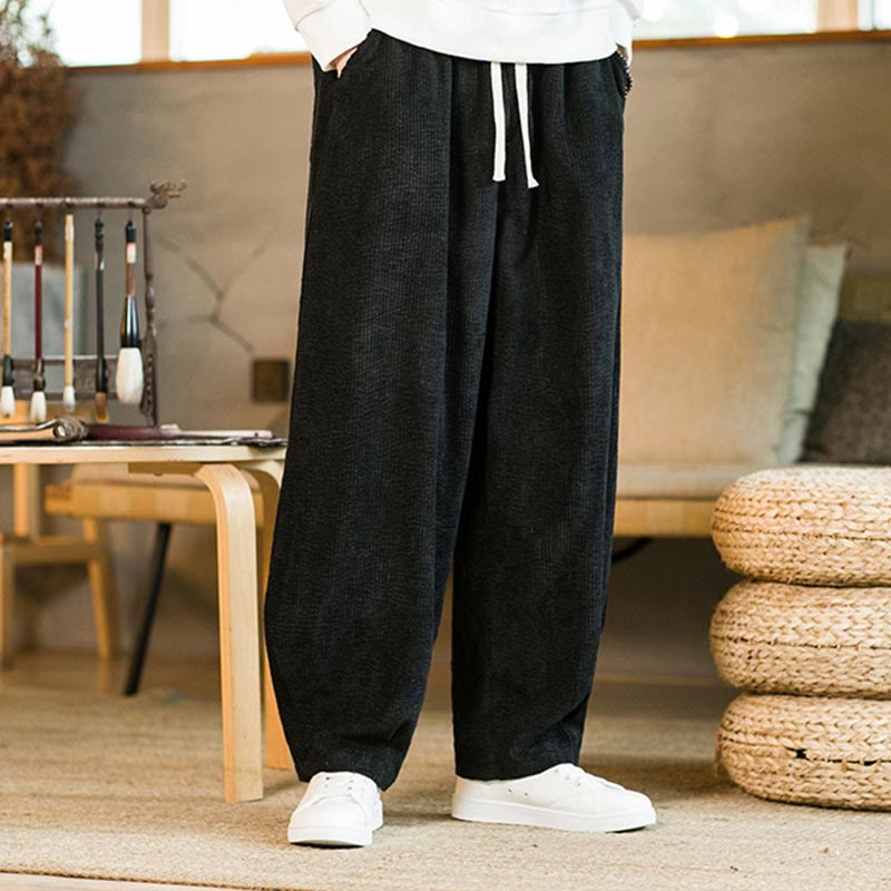 Buddha Stones Fall Winter Men's Drawstring Corduroy Harem Pants With Pockets - image 10