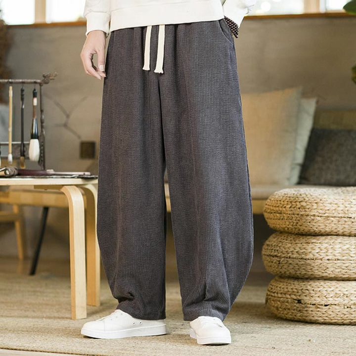 Buddha Stones Fall Winter Men's Drawstring Corduroy Harem Pants With Pockets - image 15