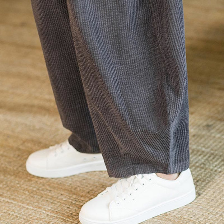 Buddha Stones Fall Winter Men's Drawstring Corduroy Harem Pants With Pockets - image 21