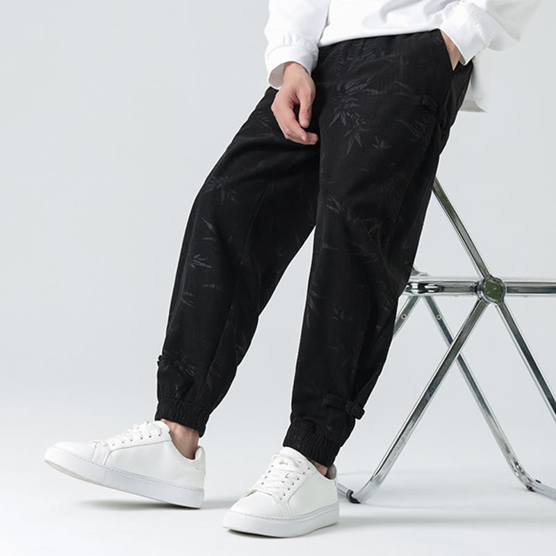Buddha Stones Fall Winter Bamboo Men's Frog-Button Corduroy Pants With Pockets - Black - US/UK/AU46,EU56 (5XL) - image 8