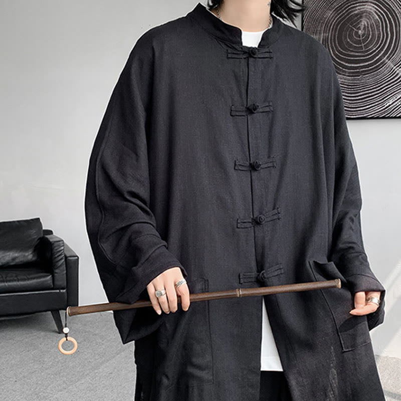 Buddha Stones 2Pcs Men's Long Sleeve Frog-Button Shirt Pants Meditation Zen Cotton Clothing Set - image 26